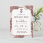 Moderne Rose Gold Ananas Luau Graduation Party Einladung (Stehend Vorderseite)