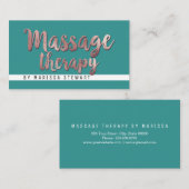 Moderne Rose Gold Aquamarin einfache Massagetherap Visitenkarte (Vorne/Hinten)