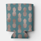 Moderne Rose Gold Aquamarines Ananas Muster Dosenkühler (Rückseite)