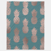 Moderne Rose Gold Aquamarines Ananas Muster Fleecedecke (Vorderseite)