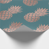 Moderne Rose Gold Aquamarines Ananas Muster Geschenkpapier (Ecke)