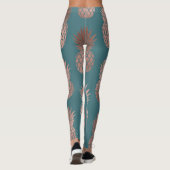 Moderne Rose Gold Aquamarines Ananas Muster Leggings (Rückseite)