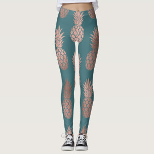 Moderne Rose Gold Aquamarines Ananas Muster Leggings