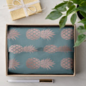 Moderne Rose Gold Aquamarines Ananas Muster Seidenpapier (Geschenk)