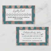 Moderne Rose Gold Aquamarines Ananas Muster Treuekarte (Vorne/Hinten)