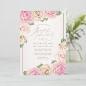 Moderne Rose Gold Aquarellfarben Brautparty Einladung (Stehend Vorderseite)