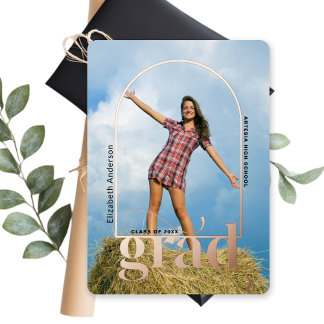 Moderne Rose Gold Arch Foto Graduate Ankündigung