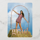 Moderne Rose Gold Arch Foto Graduate Ankündigung (Vorderseite)