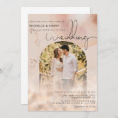 Moderne Rose Gold | Arch Foto Wedding Einladung (Vorne/Hinten)
