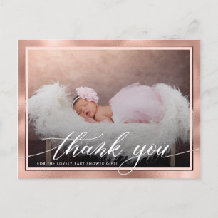 Moderne Rose Gold Baby Dusche Vielen Dank Postkarte