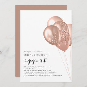 Moderne Rose Gold Balloons Engagement Party Einladung