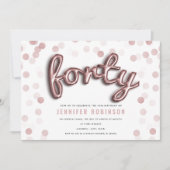 Moderne Rose Gold Balloons Glitzer 40. Geburtstag Einladung (Vorderseite)