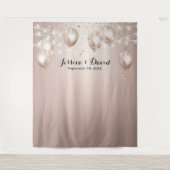Moderne Rose Gold Balloons Streamers Hochzeit Wandteppich (Vorderseite)