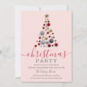 Moderne Rose Gold Bauble Tree Weihnachten Einladung (Vorderseite)