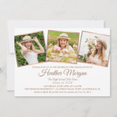 Moderne Rose Gold Black 3 Foto Graduation Party Einladung (Vorderseite)