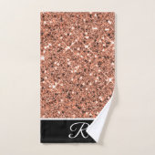 Moderne Rose Gold Black Glitzer Monogramm Badhandtuch Set (Handtuch)