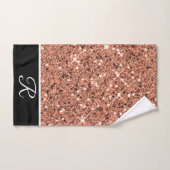 Moderne Rose Gold Black Glitzer Monogramm Badhandtuch Set (Handtuch)