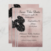 Moderne Rose Gold Black Graphic Blätter Elegant, Save The Date (Vorne/Hinten)