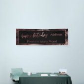 Moderne Rose Gold & Black Marbled Happy Birthday Banner (Messeveranstaltung)