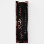 Moderne Rose Gold & Black Marbled Happy Birthday Banner (Vertikal)