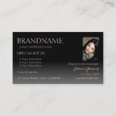 Moderne Rose Gold Black Mirror Letters mit Foto Visitenkarte (Rückseite)