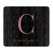 Moderne Rose Gold Black Monogram Typografie Schneidebrett (Vorderseite)