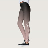 Moderne Rose Gold & Black Ombre Mit Monogramm Leggings (Links)