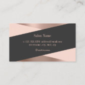Moderne Rose Gold & Black Schere Friseurin Visitenkarte (Rückseite)