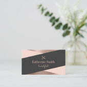 Moderne Rose Gold & Black Schere Friseurin Visitenkarte (Stehend Vorderseite)