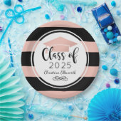 Moderne Rose Gold Black Stripes Custom Abschluss Pappteller (Party)