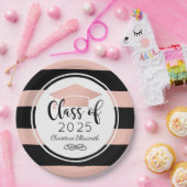 Moderne Rose Gold Black Stripes Custom Abschluss Pappteller (Party)