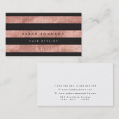 Moderne Rose Gold Black Strips Haarstylle Visitenkarte (Vorne/Hinten)