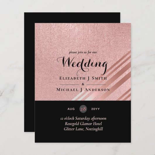 Moderne Rose Gold Black Wedding (Vorne/Hinten)