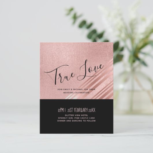 Moderne Rose Gold Black Wedding (Stehend Vorderseite)