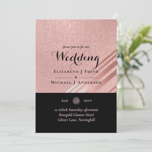 Moderne Rose Gold Black Wedding (Stehend Vorderseite)