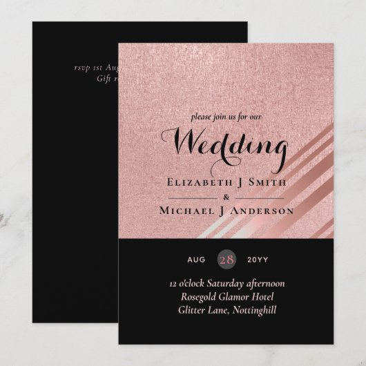 Moderne Rose Gold Black Wedding (Vorne/Hinten)