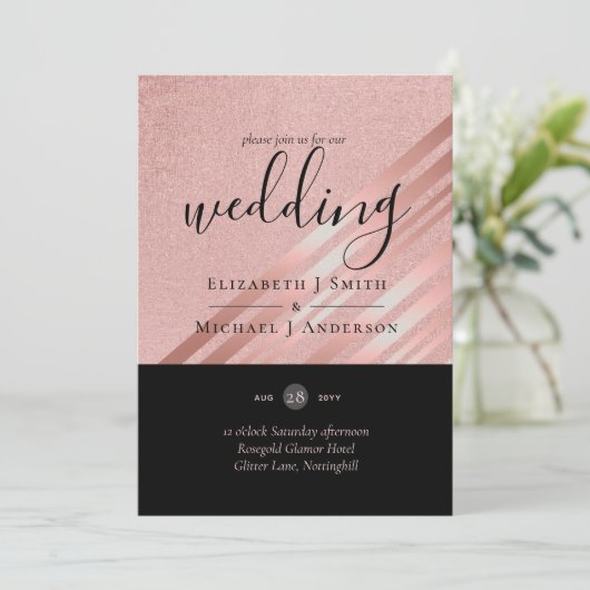Moderne Rose Gold Black Wedding (Stehend Vorderseite)