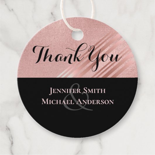 Moderne Rose Gold Black Wedding Geschenkanhänger (Vorderseite)