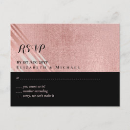 Moderne Rose Gold Black Wedding Postkarte