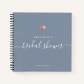 Moderne Rose Gold Blue Script Brautparty Gast Notizblock (Vorderseite)