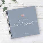 Moderne Rose Gold Blue Script Brautparty Gast Notizblock<br><div class="desc">Dieses moderne Rose Goldherz-Gästebuch ist perfekt für ein einfaches und doch schönes Brautparty. Das neutrale Design zeigt Ihren Namen und das Datum der Feier in minimalistischer Typografie neben einem romantischen und skurrilen Drehbuch. Dies ist die staubblaue Version,  aber unter "Weiter anpassen" können Sie die Hintergrundfarbe zu jeder anderen ändern.</div>