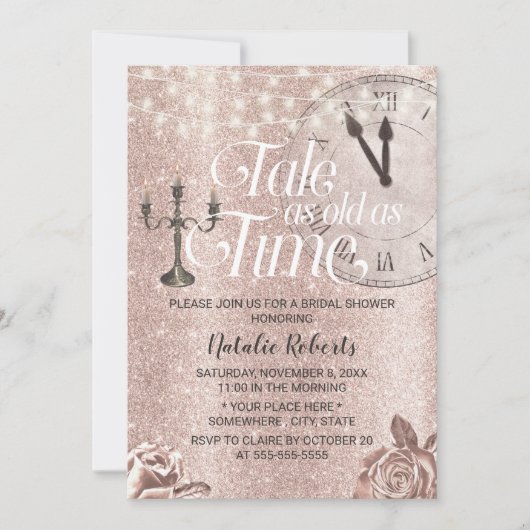 Moderne Rose Gold Blumenmärchen Brautparty Einladung (Vorderseite)