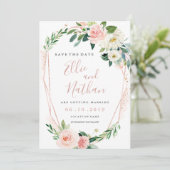 Moderne Rose Gold Blumenstrauß Save the Date Einladung (Stehend Vorderseite)