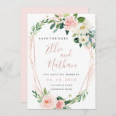 Moderne Rose Gold Blumenstrauß Save the Date Einladung (Vorne/Hinten)