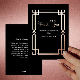 Moderne Rose Gold Border auf Black Danke Karte