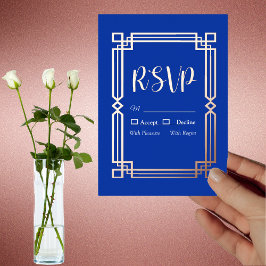 Moderne Rose Gold Border auf Navy Blue RSVP Card Folieneinladung