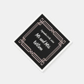 Moderne Rose Gold Border Black Cocktail Serviette (Ecke)