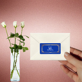 Moderne Rose Gold Border Navy Blue Rücksendeadress Adressaufkleber