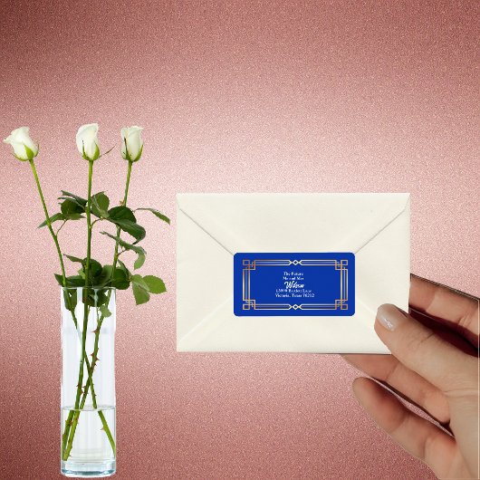 Moderne Rose Gold Border Navy Blue Rücksendeadress Adressaufkleber