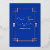Moderne Rose Gold Border on Navy Dankeschön Card Folieneinladung (Vorderseite)